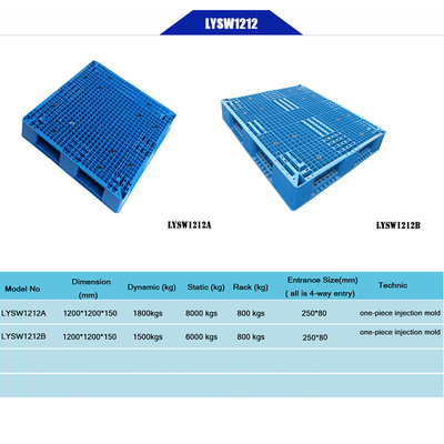 euro taille standard de 1200 x 1200 de millimètre palettes en plastique de HDPE résistante dans la porcelaine